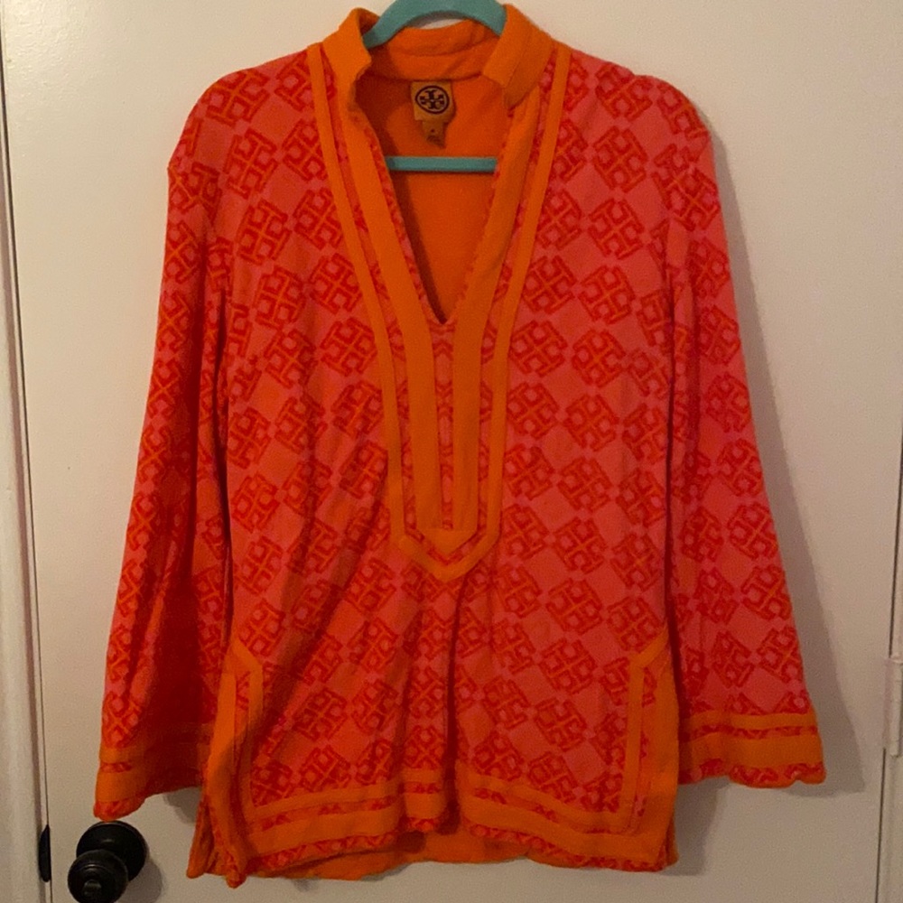 Tori Burch Orange & Pink Terrycloth Top